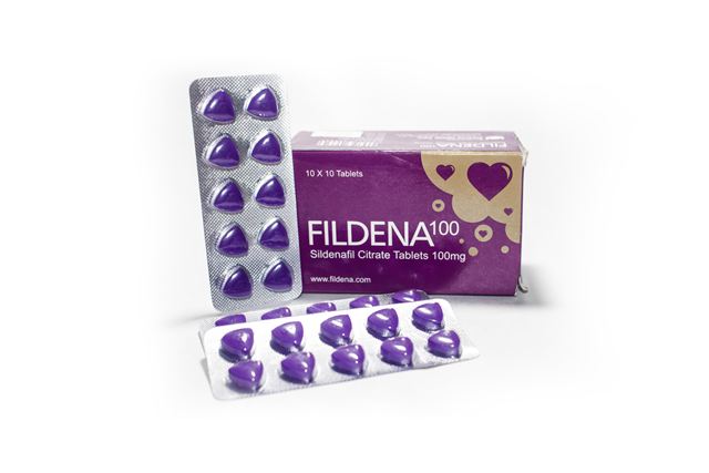 Fildena 100 purple sildenafil tablets box