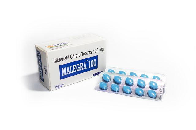 Malegra 100 sildenafil tablets box